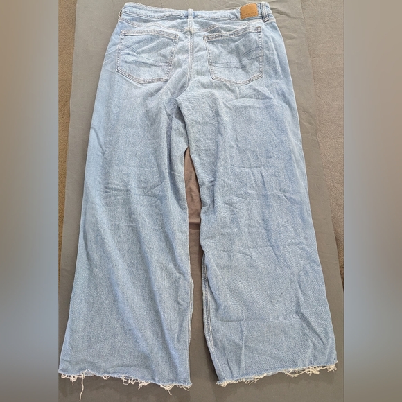 American Eagle Outfitters Light Blue Distressed Wide Leg Jeans - Picture 2 of 2